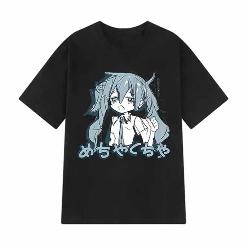Japanese Y2K Anime Women T-shirt Cotton Loose Streetwear Casual Short-sleeved