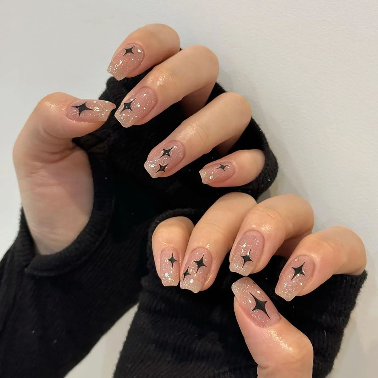 Cute Black Star with headphone 3D Press on Nails