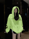 Autumn Winter Oversized Women Hoodie Stylish Letter Print Hooded Coat