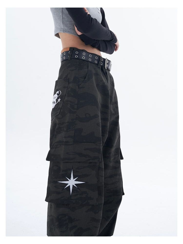 Y2K Vintage Camouflage Cargo Hose Damen Streetwear