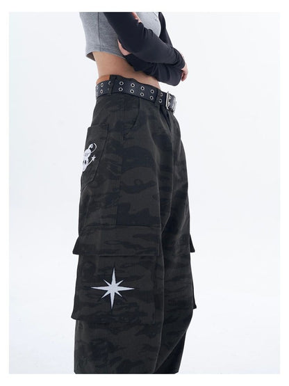 Y2K Vintage Camouflage Cargo Hose Damen Streetwear