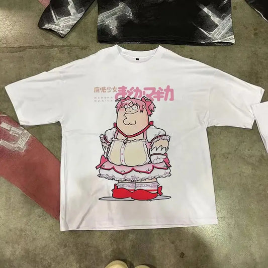 Funny Magic Girl Anime Madoka Magica Oversized Tee for Women
