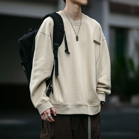 High Quality Vintage Oversize Sweatshirt for Men Korean Style Pullover Coats