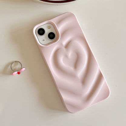 Luxury Electroplate Silver Heart Water Ripple Phone Case for iPhone Soft Silicone