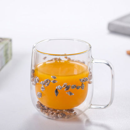 Mug Cup with Dry Flower Sea Snail Conchs Glitters Fillings
