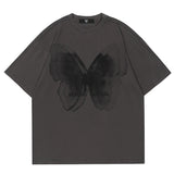 Women Ghost Butterfly Graphic Loose Cotton Street Tee