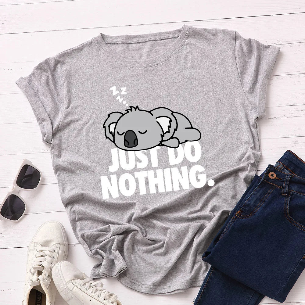 T-Shirt mit Koala-Print „Just Do Nothing“