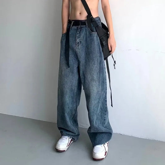 High Street Men Wide Leg Pants Jeans