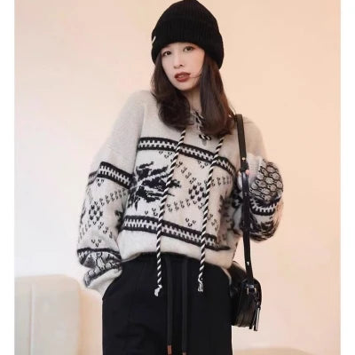 Womens Cashmere Sweater Hooded Oversized Pullover Pure Wool Plus Size