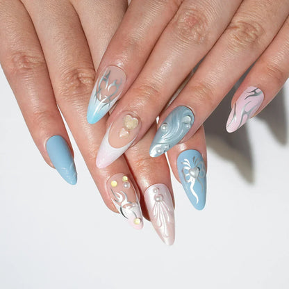 Cat's Eye Love nails Hand drawn nails Gel Faux Acrylic