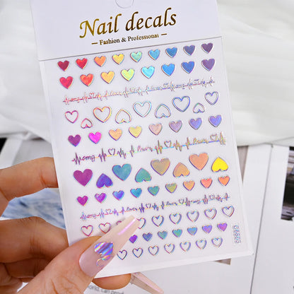 3D Gold Heart Nail Art Stickers