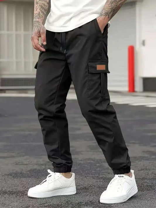 Men's Cargo Jogger Pants Relaxed Fit Drawstring Outdoor Sweatpants