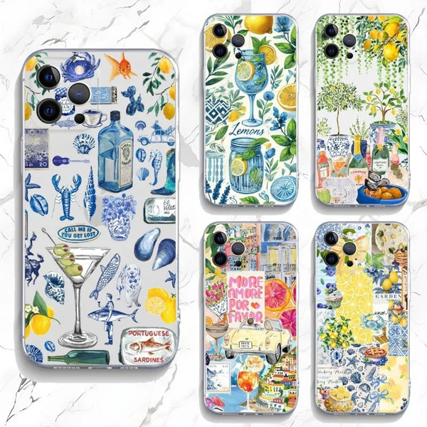 Ocean Wine Glass Lemon iPhone Case – Shockproof Soft Cover