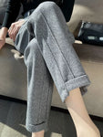 Thickened Cropped Pants 2024 Autumn Winter Women