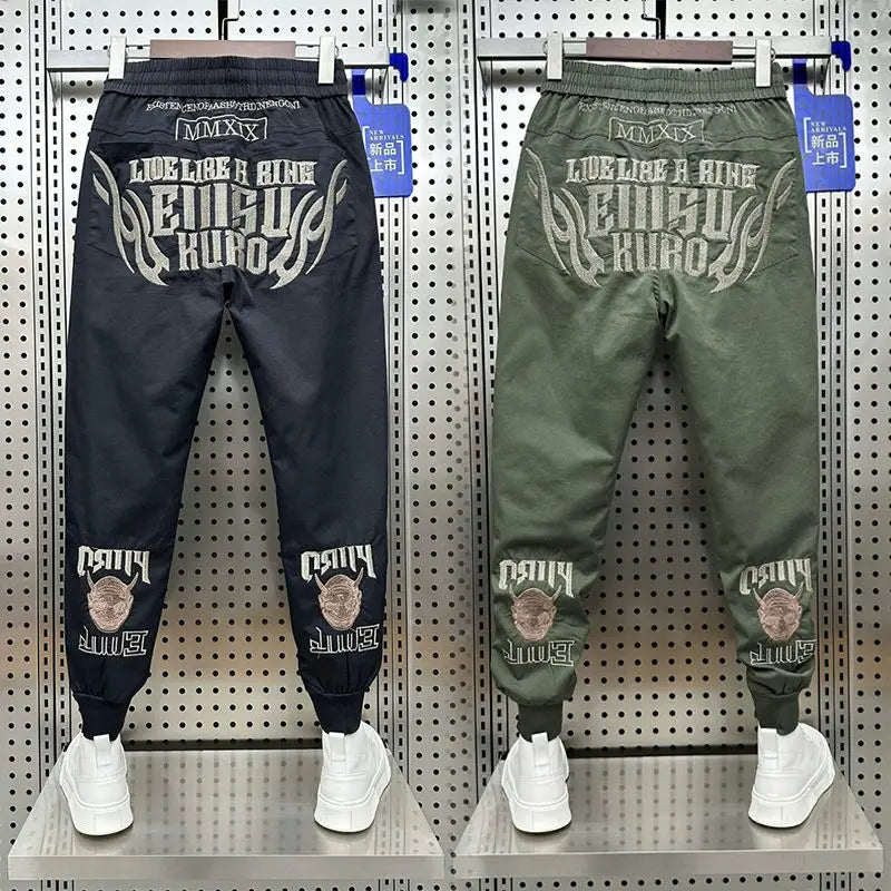 Korean Letter Print Men's Casual Harun Pants Autumn Winter