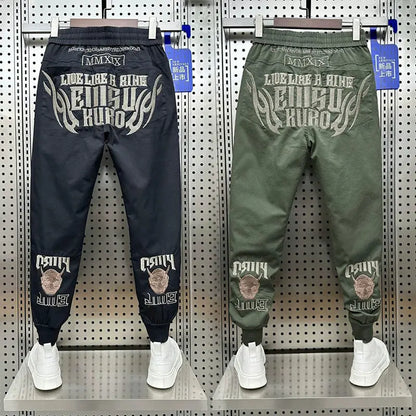 Korean Letter Print Men's Casual Harun Pants Autumn Winter