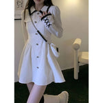 White Slim Waist Polo Dress Elegant Fashion Simple Casual Streetwear