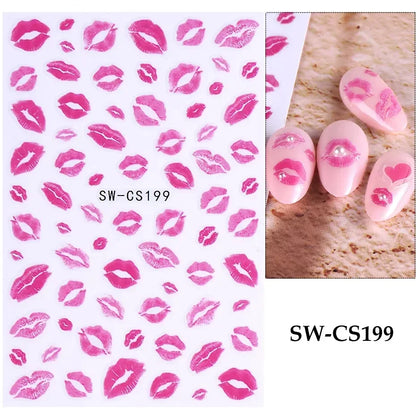 Pink Kiss Nail Art Stickers