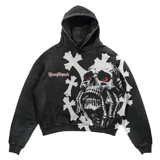 Men Y2K Gothic Skeleton Print Oversized Hoodie