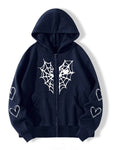 Fashionable and Casual Women's Spider Web Print Hoodie for Autumn