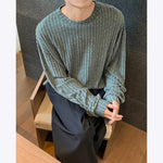 Autumn Men Oversized Striped T Shirt Streetwear