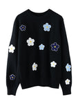 Women Sweater Pullover Korean Floral Emobroidery