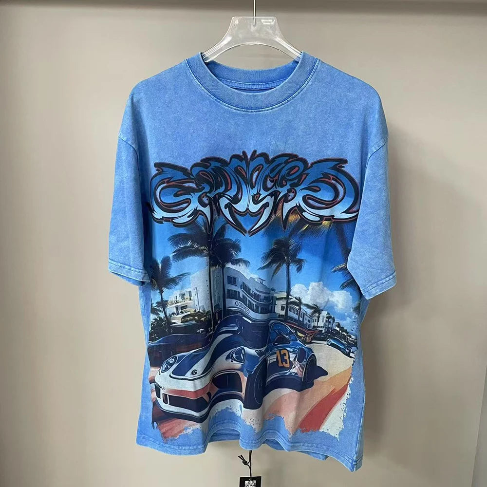 Mens Summer Tees Harajuku Round Neck Loose Casual Tshirts Oversized