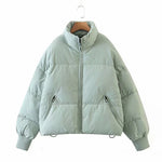 Women's Winter Stand Collar Zip Cropped Puffer Jacket