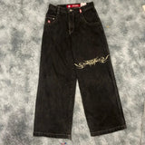 Y2K Hip Hop Retro Grafik Baggy Jeans Schwarze Hose