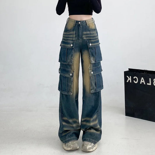 Women's Vintage High Waisted Boyfriend Jeans Wide Leg Streetwear Denim