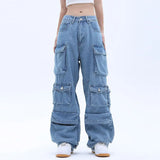 Y2K Street Style: "Women's Retro Loose Wide-Leg Overalls with Pocket Detail