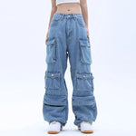 Tasche Einfarbig Overalls Jeans frauen Y2K Street Retro