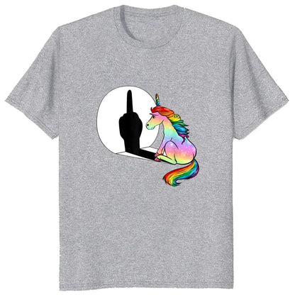 Unicorn Middle Finger Fxk T Shirt Women Printed