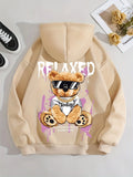 Women's Bear Print Fleece Hoodie