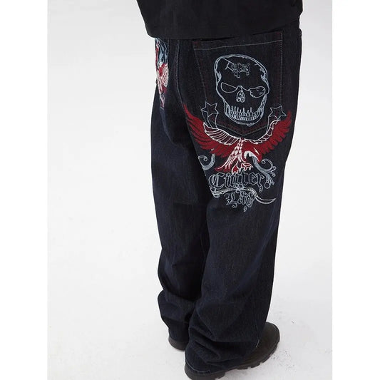 Y2k Goth Cargo Jeans: Loose Fit, Wide Trousers