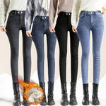 Winter Thick Velvet Women High Waist Skinny Jeans