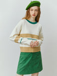 Pullover Colorblock-gestreifter, kurz geschnittener Pullover für Damen