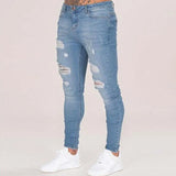 Distressed Stretch Ripped Biker Jeans Männer Hip Hop Slim