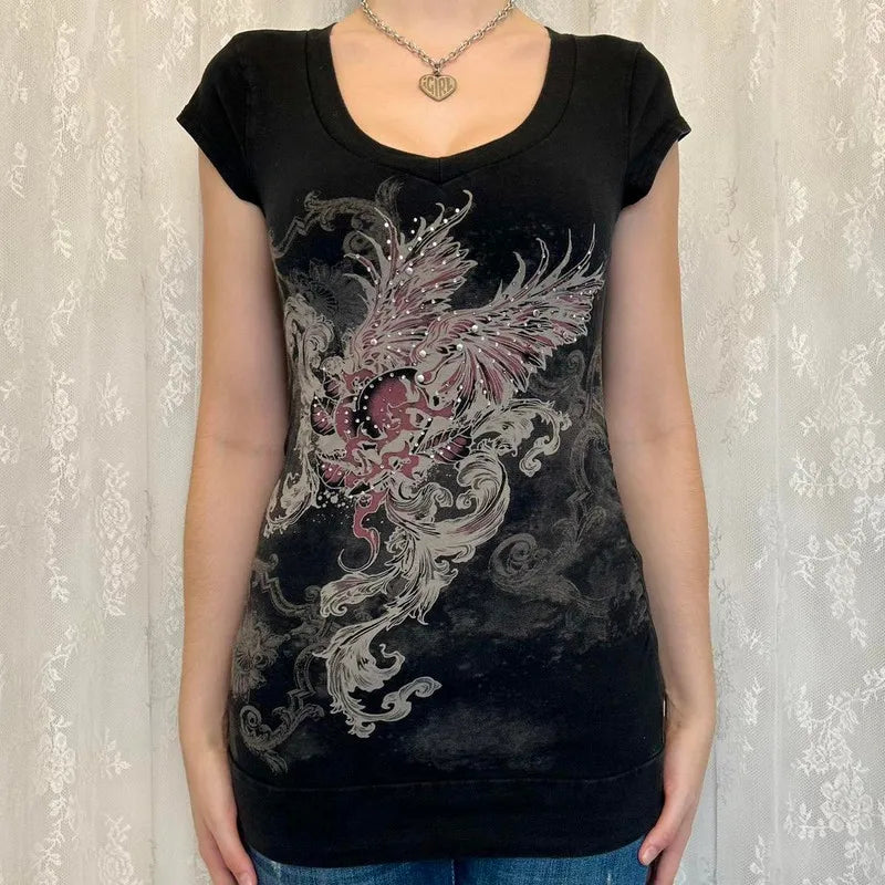 Y2K Vintage Slim T-Shirt Women’s Summer Streetwear Casual Top 2025