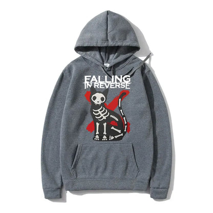 Streetwear Falling in Reverse Cat Graphic Hoodie