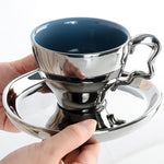 Mug with Saucers Set Dish Taza Electroplated Coffeeware Drinkware