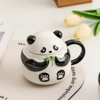 Keramiktasse Weihnachtsgeschenk Original Panda Tasse mit Deckel Kaffee Tee Tassen Kaffee