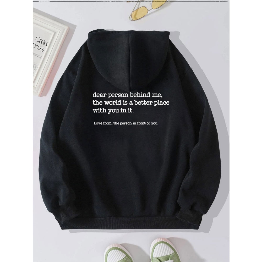 Hoodie With Words on Back Unisex Trendy Aesthetic Pullover Vintage