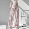 Satin Tie Dye Wideleg Pants Women Drawstring Draped Straight Pants