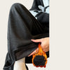 Fleece Lined Wide Leg Pants Women Split Hem Winter Trousers