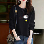 Cartoon Panda Cat Long Sleeve Female Sweatshirt Pullovers Casual