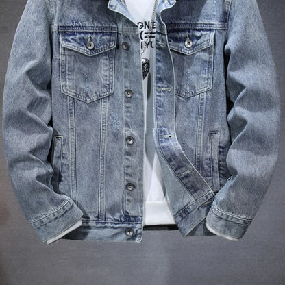 Loose Fit Cartoon Denim Jacket Men’s 2024 Retro Street Fashion