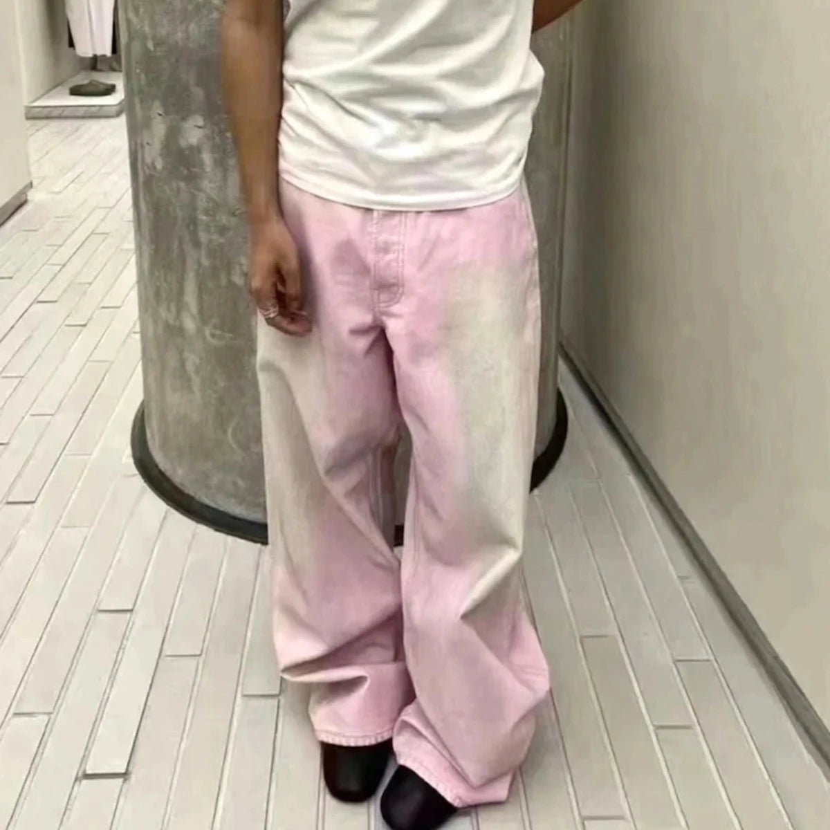 Gradient Washed Pink Streetwear Baggy Denim Jeans