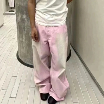 Gradient Washed Pink Streetwear Baggy Denim Jeans