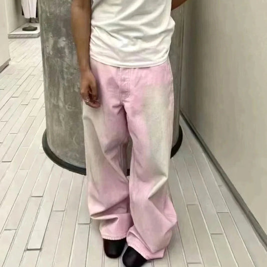 Gradient Washed Pink Streetwear Baggy Denim Jeans